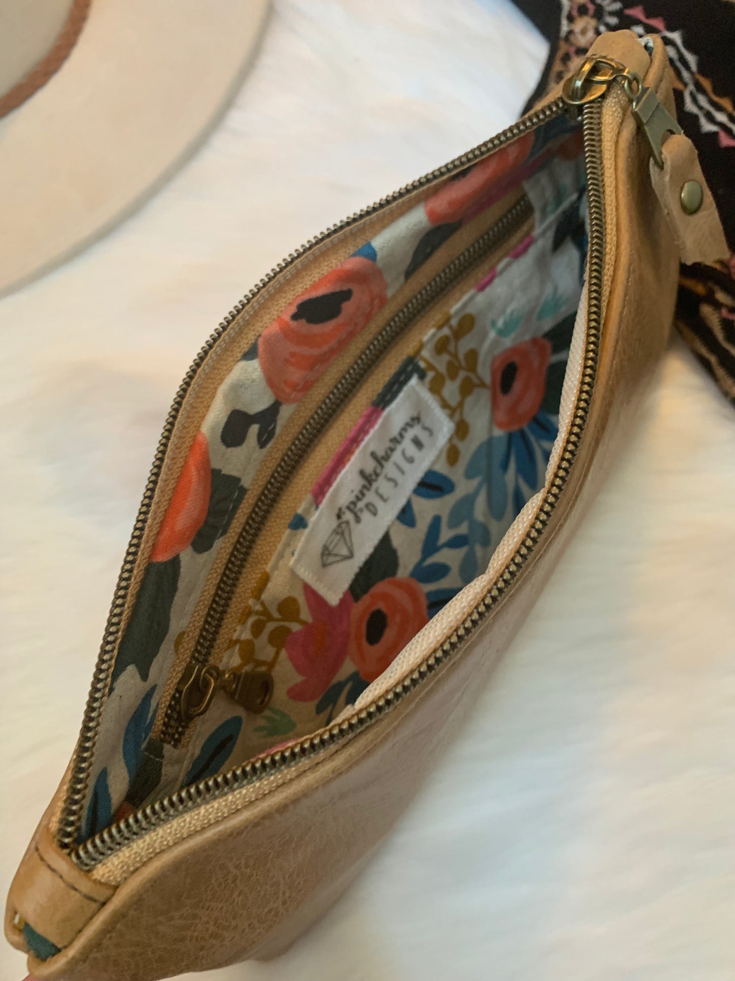 Caramel distressed leather clutch wallet