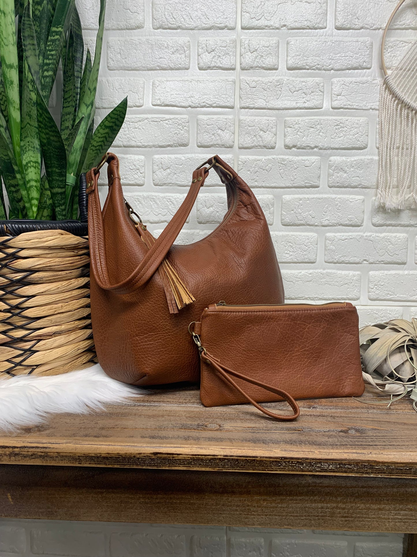 Spice Brown Leather clutch wristlet wallet